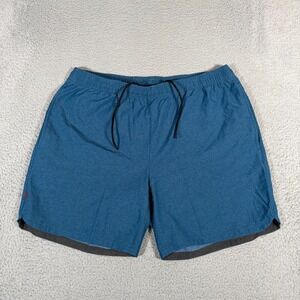 Rhone Shorts Mens XL Blue Guru Active Unlined 6.5" Drawstring Gym Running
